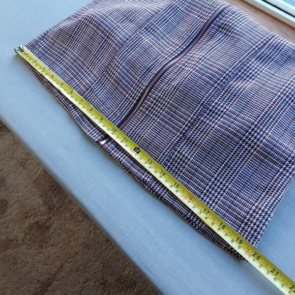 Forever 21 zip-up jumper bodycon dress M woven burgundy cream houndstooth tweed - Picture 8 of 10